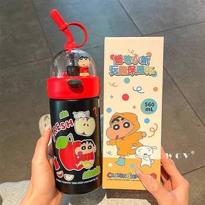 ขวดน้ำเก็บความร้อนลายเครยอนชินจัง 560 มล. พร้อมหลอดดูด กระติกน้ำร้อนแบบพกพาสำหรับนักเรียน - Product Image 2