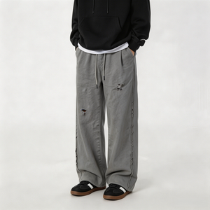Pantalon cargo vintage personnalisé pour homme, délavé, style usé, design déchiré, pantalon de survêtement d'été pour homme - Product Image 1