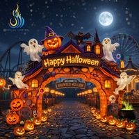 Arche géante d'Halloween pour l'extérieur, lanterne de festival avec citrouille et fantôme pour décorations d'entrée de parc à thème