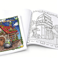 Libro de Dibujo para Adultos con Escenas de Tiendas Fantásticas y Pueblos Acogedores, para Aliviar el Estrés, Papel Kraft