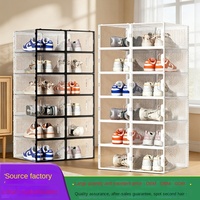 Ensemble de 12 boîtes à chaussures transparentes haut de gamme, style nordique, empilables, anti-poussière, pour le rangement des chaussures au sol