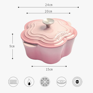Olla Holandesa de Hierro Fundido Esmaltado con Forma de Flor de Gran Capacidad - Olla Profunda para Guisos y Preparación de Sopas para Cocina Casera - Product Image 2