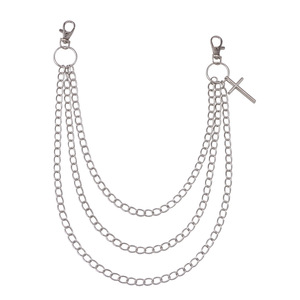 สร้อยคาดเอวผู้ชาย จี้รูปกางเขน โลหะผสมสังกะสี สามชั้น สไตล์ฮิปฮอป เครื่องประดับเต้นสตรีทแดนซ์ ใช้ได้ทุกวัน - Product Image 5