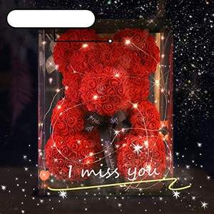 Regalos de San Valentín, Oso de Rosas Decorativo, Flor Artificial con Caja de Luces, Osito de Peluche para Mujer, Regalo de Cumpleaños para Novia - Product Image 3