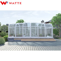 Grande maison toutes saisons en aluminium et verre Design moderne Serre préfabriquée en polycarbonate Salle de soleil Solarium Serre pour villas