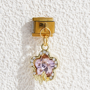 Cross Border Italian Modular Pendant Bracelet Zinc Alloy Crystal Rhinestone Bezel Setting Unisex Gift Charm Bracelet - Product Image 2