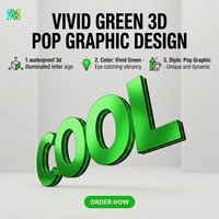 Enseigne publicitaire extérieure personnalisée en lettres 3D métalliques vert vif, étanche, avec logo en acrylique éclairé par l'avant pour devanture de magasin