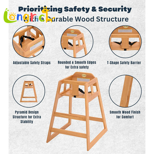 Nuova Seggiolone Moderna in Legno Massello con Cuscino, Design Portatile, Caratteristiche di Durabilità e Sicurezza per la Sala da Pranzo - Product Image 4