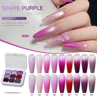 Kit de vernis à ongles gel solide violet 9 couleurs Y2K, gel semi-permanent à appliquer par tapotement, gel UV LED à retirer par trempage, cadeau de manucure, salon de nail art