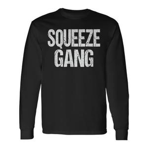 T-shirt a maniche lunghe Squeeze Gang, girocollo nero, taglia unisex per adulti - Product Image 1