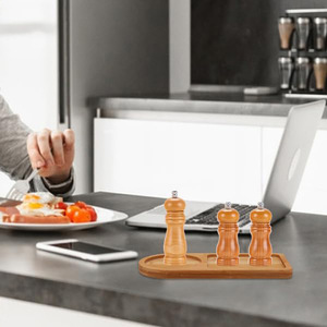 Plateau en bambou à compartiments 30x15cm pour le thé, le petit-déjeuner, le service et le rangement - Product Image 3
