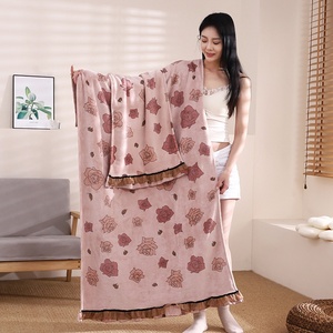 Stile coreano corallo felpa cuffia per capelli a secco assorbente stampato a tubo da ragazza asciugamano da bagno Cross-Border abito da bagno con Rose - Product Image 6