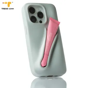 Fashion Style Designer Lip Gloss And Lipstick Lipgloss Holder Cute Wholesale Lip Silicone Cellphone Case For iPhone 15 Pro Max