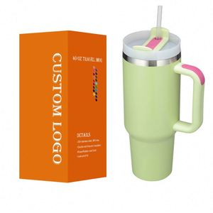 Gobelet arc-en-ciel à double paroi en acier inoxydable isolé sous vide sous 40oz avec poignée pour gravure laser - Product Image 1