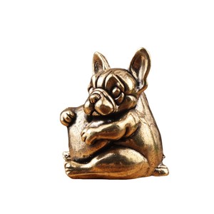 Figurine de chien vintage en laiton avec cœur, charmante statue de <span class=keywords><strong>bouledogue</strong></span> français, parfaite pour le bureau ou la décoration de la maison, cadeau unique - Product Image 5