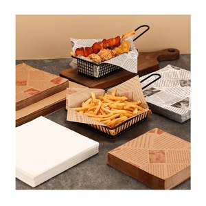 Feuilles de papier imperméables et résistantes à la graisse avec impression de logo personnalisé, revêtement PE, pour l'emballage des sandwichs, des hamburgers et des aliments - Product Image 1