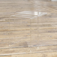 TABLE de nidification en acrylique transparente, décoration de maison personnalisée en usine, TABLE d'appoint en acrylique de différentes tailles