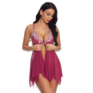 Pyjama à bretelles en dentelle col en V nuisette érotique grande taille Lingerie boucle avant dentelle transparente tissée disponible S-4XL <span class=keywords><strong>grandes</strong></span> <span class=keywords><strong>tailles</strong></span> - Product Image 3