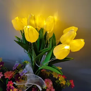 Yellow Pink Tulip Lamp Battery Operated Indoor LED Flower Lamp Warm White LED Flower Light Decoration For Event Wedding Lighting