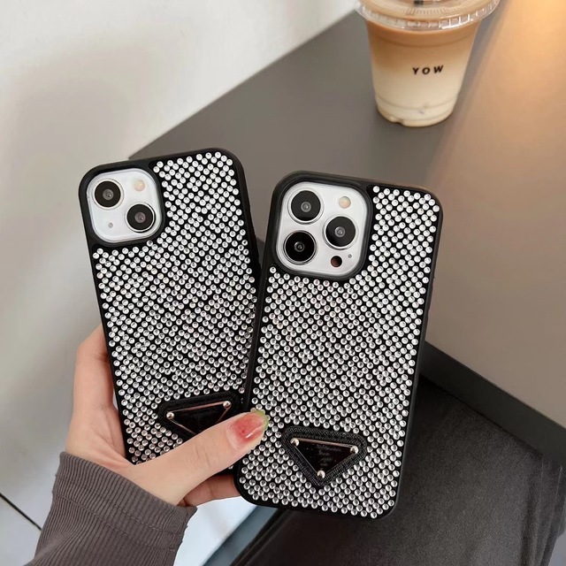 Phone Case for IPhone 17 Pro Max XS 8 Plus Rhinestone Leather Coated Full Protection Shockproof Cover