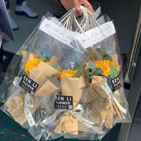 Sac à main fleuri pour la Saint-Valentin, sac à roses transparent, design floral, sacs en plastique pour cadeau