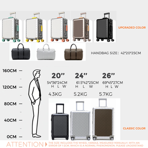 <span class=keywords><strong>Valise</strong></span> classique à carreaux de 26 pouces en alliage d'aluminium-magnésium, grande capacité, serrure TSA, roulettes silencieuses, étanche - Product Image 4