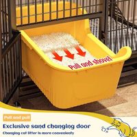 Enclos de jeu robuste et simple en fer thermolaqué pour chat d'intérieur, avec bac à litière et plateformes multi-niveaux, design pliable universel