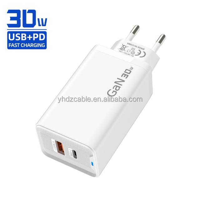 30W PD USB C Charger, Dual Port Fast Charging Wall Plug Compact Foldable Phone Charger Head for iPhone 16/15 Travel Charger
