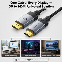 Câble Mindpure Active Display Port 1.4 vers HDMI 2.1 48 Gbps, cordon DP vers HDMI 8K 60Hz 4K 240Hz HDR pour moniteur de jeu, projecteur, PC