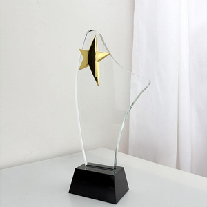 Trofeos de premio de placa de cristal en blanco con estrella dorada - Product Image 5