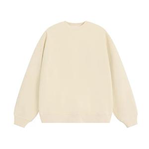 Felpa in puro cotone peso massimo 380G per gli uomini, autunno e inverno, spessa, Retro girocollo, tinta unita strato Base - Product Image 3