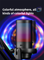 Nouveau microphone pour ordinateurs de jeu Cardioïde RGB USB avec kit de support de bras de bureau pour l'option d'enregistrement de podcasts