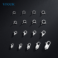 VFOOK Fermoir élégant et polyvalent pour collier et bracelet, fermoir mousqueton en argent sterling 925 pour la fabrication de bijoux au quotidien