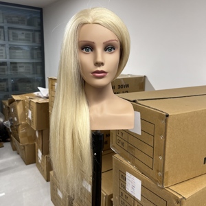 <span class=keywords><strong>Tête</strong></span> de mannequin 80% cheveux humains, 26 pouces de long, avec épaules, pour coiffure <span class=keywords><strong>à</strong></span> chaud, têtes d'entraînement, mannequin de coiffure pour chignons - Product Image 3