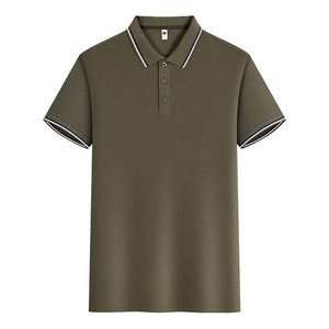 Polo Shirt Short Sleeve Solid Color Contrast Trim Polyester Daily Wear - Product Image 1