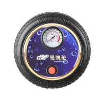 2025 New Design Circular 12V Mini Air Compressor Portable Tire Inflator Tire Pressure Monitor 25L/min Emergency Light Aluminium