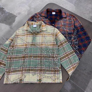 Camisas <span class=keywords><strong>de</strong></span> <span class=keywords><strong>Franela</strong></span> para Hombre, Estilo Streetwear, con Pedrerí<span class=keywords><strong>a</strong></span>, Diseño Desgastado, Corte Cuadrado, <span class=keywords><strong>a</strong></span> <span class=keywords><strong>Cuadros</strong></span>, Personalizadas, <span class=keywords><strong>de</strong></span> Manga Larga y Corta, del Fabricante Rhinestone - Product Image 2
