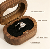 Boîte d'emballage pour bijoux en bois de noyer massif, boîte cadeau en bois pour boucles d'oreilles et bagues, pour le rangement et l'emballage de bijoux