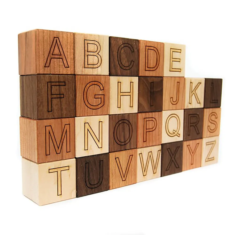 Großhandel Holzblock Buchstaben Baby-Geschenk nicht mehr erweiterte Schrift aus Holz-Alphabet-Blöcken ABC