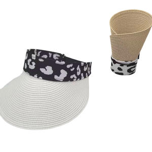 HKZB Custom <b>Women</b> European American Style Striped Wide Brim Open Top Straw Hat Sports Outdoor Beach Street <b>Sun</b> <b>Visor</b> Cap - Product Image 3