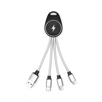 Câble de charge porte-clés 3-en-1 avec logo lumineux – Cordon USB universel portable pour smartphones et appareils électroniques – Idéal comme cadeau