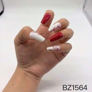 <span class=keywords><strong>Manicura</strong></span> <span class=keywords><strong>Francesa</strong></span> Elegante <span class=keywords><strong>y</strong></span> Lujosa con Bloques de Color Rojo <span class=keywords><strong>y</strong></span> Blanco Vibrantes; Uñas Artificiales Reutilizables - Product Image 2