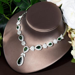 HIBRIDE美丽叶花形状水晶立方氧化锆女饰品套装婚礼新娘礼服配件Bijoux Femme N-447 - Product Image 5