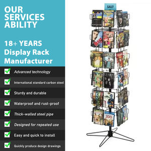 Support de présentation rotatif à 4 faces pour <span class=keywords><strong>DVD</strong></span> et livres RuiMei en métal, revêtement en poudre noir pour rangement extérieur - Product Image 4