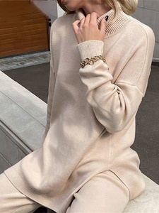 Automne hiver femmes chandails col roulé femmes pulls côté fendu pulls tricotés <span class=keywords><strong>pull</strong></span> de noël surdimensionné <span class=keywords><strong>Pull</strong></span> pour les femmes - Product Image 6