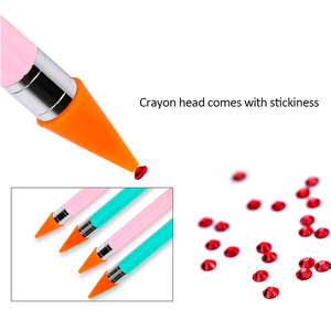 Pincel profesional de doble punta para decoración de <span class=keywords><strong>uñas</strong></span>, herramienta de pincel <span class=keywords><strong>con</strong></span> dos cabezales de crayón, <span class=keywords><strong>con</strong></span> mango acrílico y diamantes de imitación, novedad de <span class=keywords><strong>2022</strong></span> - Product Image 2