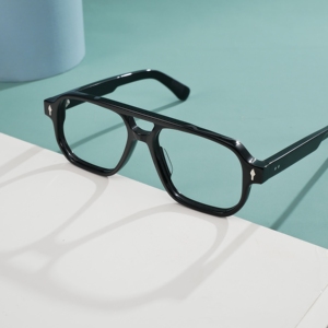 Wholesale Double Bridge Pilot Acetate <b>Eyeglass</b> <b>Frames</b> Vintage Retro Spectacle <b>Frames</b> Custom Brand Logo Low MOQ - Product Image 1