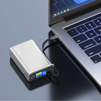 Écran couleur TFT à affichage numérique intelligent 20000mah Power Bank 65W Câble intégré Banque d'alimentation à charge rapide pour Xiaomi IPhone