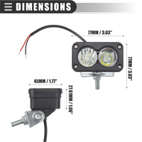 Projecteur LED super lumineux 20W, carré, étanche, avec interrupteur, universel pour moto/vélo/VTT