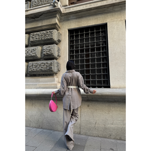 Conjunto Casual de Dos Piezas para Mujer, Diseño a Rayas en la Espalda, Top y Pantalones Holgados, Color Gris, para Otoño, para Oficina - Product Image 1